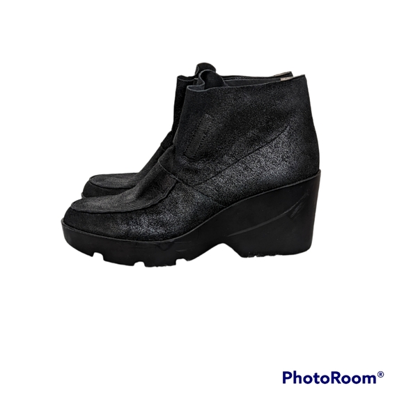 Eileen Fisher Shoes Women's Sz 7.5 Black Suede Wedge Platform Slip On - Picture 9 of 12